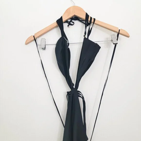 Retrofete Selma Cutout Maxi Dress in Black Satin Large - Picture 4 of 10